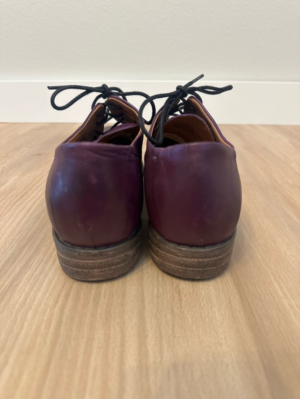 Miz Mooz Letty Eggplant Purple Leather Lace-Up Oxford Shoes - Picture 11 of 12